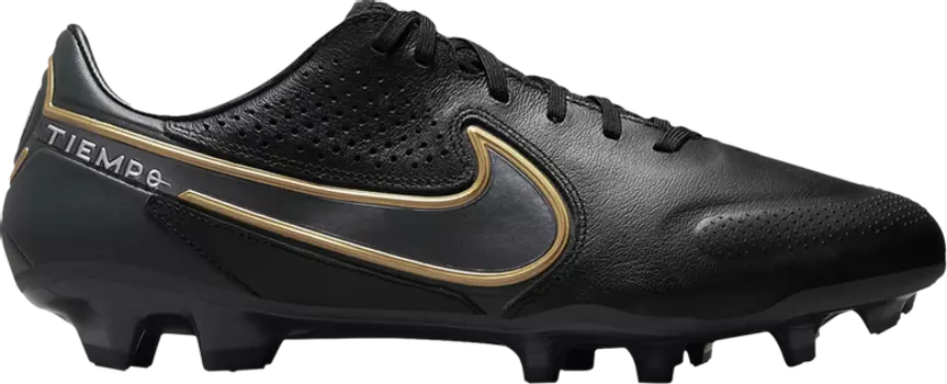 Бутсы Nike Tiempo Legend 9 Pro FG 'Black Metallic Gold', черный