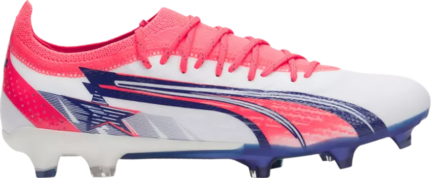 Бутсы Puma Christian Pulisic x Ultra Ultimate FG AG White Blazing Blue, розовый