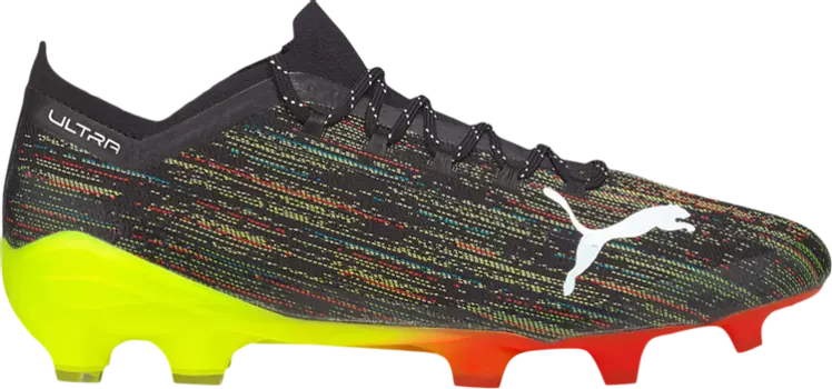 Бутсы Puma Ultra 1.2 FG AG Black Yellow Alert, черный