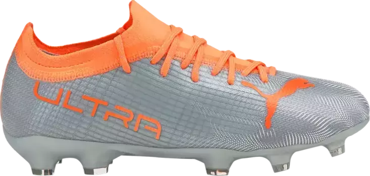 Бутсы Puma Ultra 2.4 FG AG Jr Diamond Silver Neon Citrus, серебряный