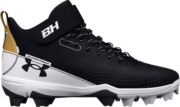 Бутсы Under Armour Harper 7 Mid RM GS Black White Gold, черный
