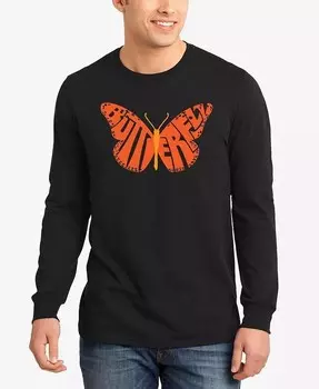 Butterfly — мужская футболка с длинным рукавом Word Art LA Pop Art, черный