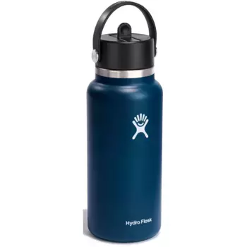 Бутылка для питья Hydro Flask «ШИРОКАЯ FLEX STRAW CAP на 32 унции», (1 шт.), двойная изоляция TempShield, 946 мл, темно-синий