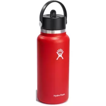 Бутылка для питья Hydro Flask «ШИРОКАЯ FLEX STRAW CAP на 32 унции», (1 шт.), двойная изоляция TempShield, 946 мл, красный