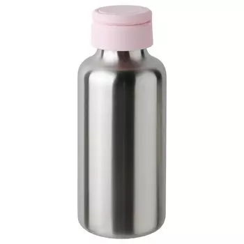 Бутылка для воды, нержавеющая сталь/светло-розовый, 0,5 л, ENKELSPRIG IKEA