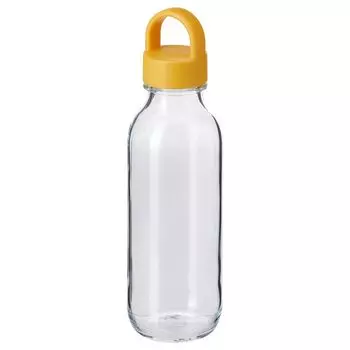 Бутылка для воды, прозрачное стекло/желтый, 0,5 л, FORMSKN IKEA