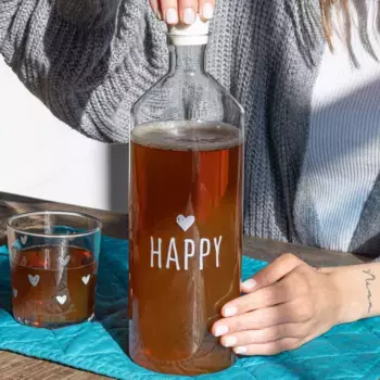 Бутылка из боросиликатного стекла с шелкографией - Happy Simple Day