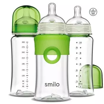 Бутылочки для кормления 3 шт. по 295 мл Smilo Anti-Colic Feeding, зеленый