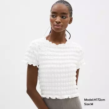 Бузка-топ женская GU со складками, белый