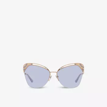 BV6161 60 солнцезащитные очки Serpenti в металлической оправе «кошачий глаз» Bvlgari, желтый