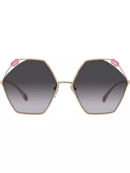 Bvlgari солнцезащитные очки в геометричной оправе, розовый