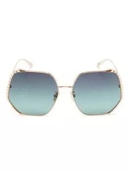 Bvlgari солнцезащитные очки в массивной оправе, золотистый