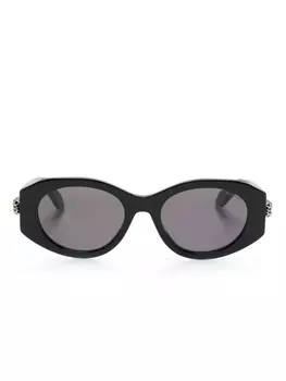 Bvlgari солнцезащитные очки в овальной оправе, черный
