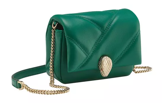 BVLGARI Сумка через плечо Serpenti Cabochon из телячьей кожи, женская, зеленая