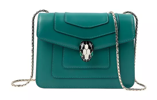 BVLGARI Сумка через плечо Serpenti Forever из телячьей кожи, женская, цвет "Trumpets", зеленый