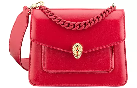 BVLGARI Сумка через плечо Serpenti Forever Series из мягкой овчины, женская, гранатово-красная