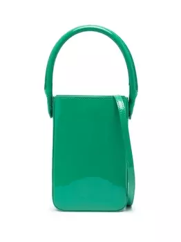 BY FAR лакированная сумка-тоут размера мини, зеленый