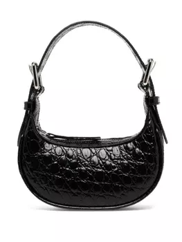 BY FAR мини-сумка с тиснением под кожу крокодила, черный
