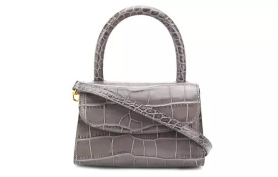 By Far Миниатюрная женская сумка на одно плечо из натуральной кожи крокодила, темно-серого цвета