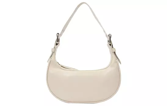 By Far Женская кожаная сумка через плечо, бежевого цвета