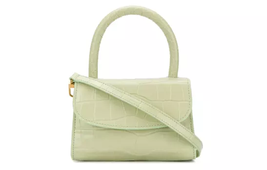 By Far Женская мини-сумка из кожи крокодила, зеленая