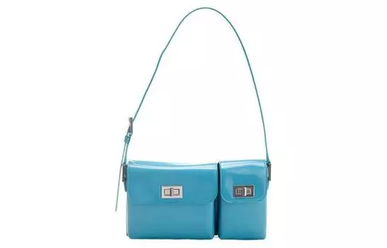 By Far Женская сумка на одно плечо из телячьей кожи синего цвета