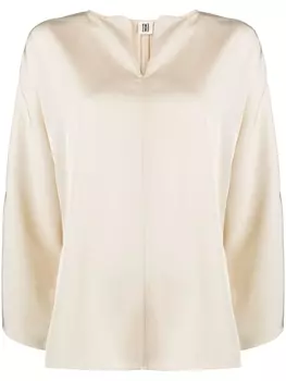 By Malene Birger блузка Calias с V-образным вырезом, нейтральный цвет