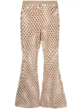 By Malene Birger расклешенные брюки в технике кроше, коричневый