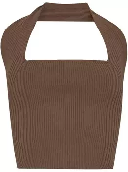 By Malene Birger топ Ronda с халтер-воротником в рубчик, коричневый
