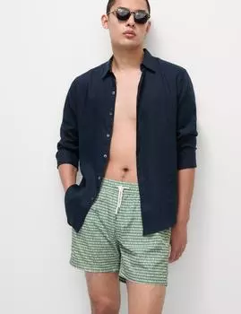 Быстросохнущие шорты для плавания с геометрическим принтом Marks & Spencer, зеленый