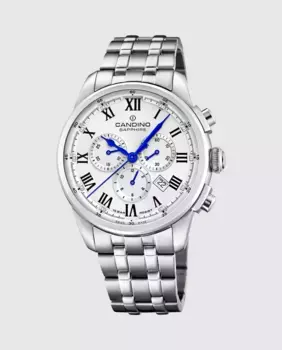 C4744/4 Мужские спортивные серебряные мужские часы из стали Candino, серебряный