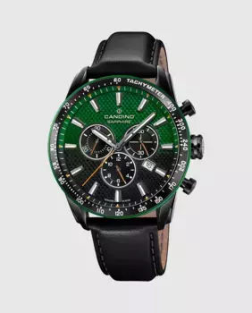 C4759/3 Мужские спортивные черные кожаные мужские часы Candino, черный