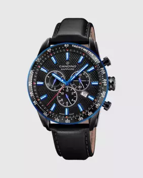 C4759/4 Мужские спортивные черные кожаные мужские часы Candino, черный