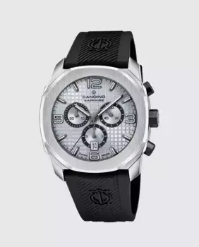 C4774/3 Chronos Guilloche Черные резиновые мужские часы Candino, черный