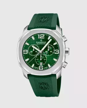 C4774/5 Chronos Guilloche Зеленые резиновые мужские часы Candino, зеленый