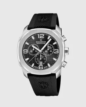 C4774/6 Chronos Guilloche Черные резиновые мужские часы Candino, черный