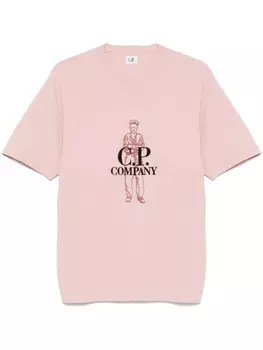 C.P. Company футболка с вышитым логотипом, розовый