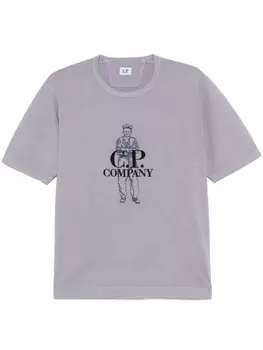 C.P. Company футболка с вышитым логотипом, фиолетовый