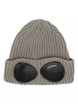 C.P. Company Goggle ribbed-knit wool beanie, зеленый
