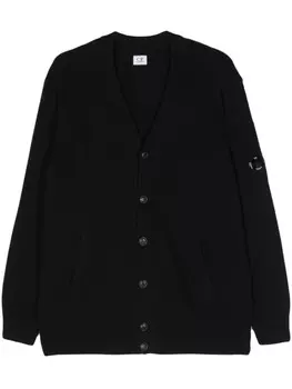 C.P. Company кардиган с V-образным вырезом и декором Lens, черный