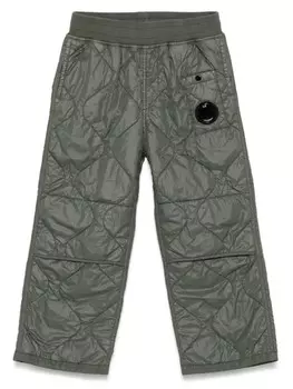 C.P. Company Kids брюки с декором Lens, зеленый