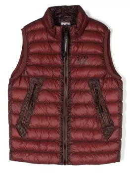 C.P. Company Kids дутый жилет с логотипом, красный