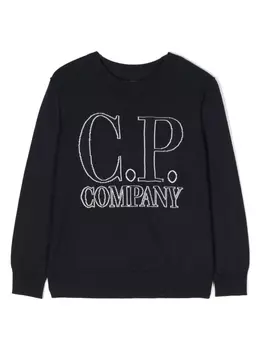 C.P. Company Kids джемпер с жаккардовым логотипом, синий