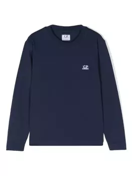 C.P. Company Kids футболка с нашивкой-логотипом, синий