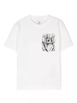 C.P. Company Kids футболка с вышитым логотипом, белый