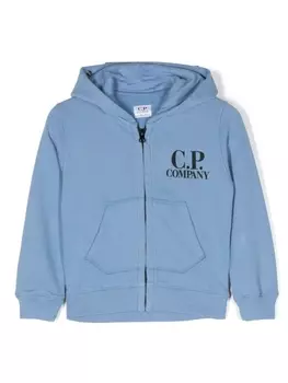 C.P. Company Kids худи на молнии с линзами на капюшоне, синий