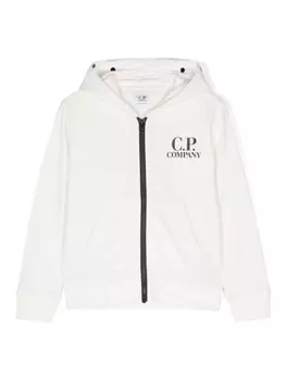 C.P. Company Kids худи на молнии с линзами, белый