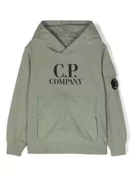 C.P. Company Kids худи с декором Lens, зеленый