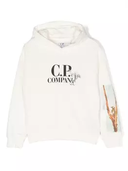 C.P. Company Kids худи с логотипом, белый