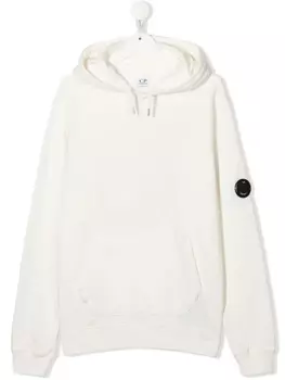 C.P. Company Kids худи с нашивкой-логотипом, белый